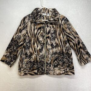 Chico's Zenergy Women's 1 Medium Lightweight Jacket zip up animal‎ Print art